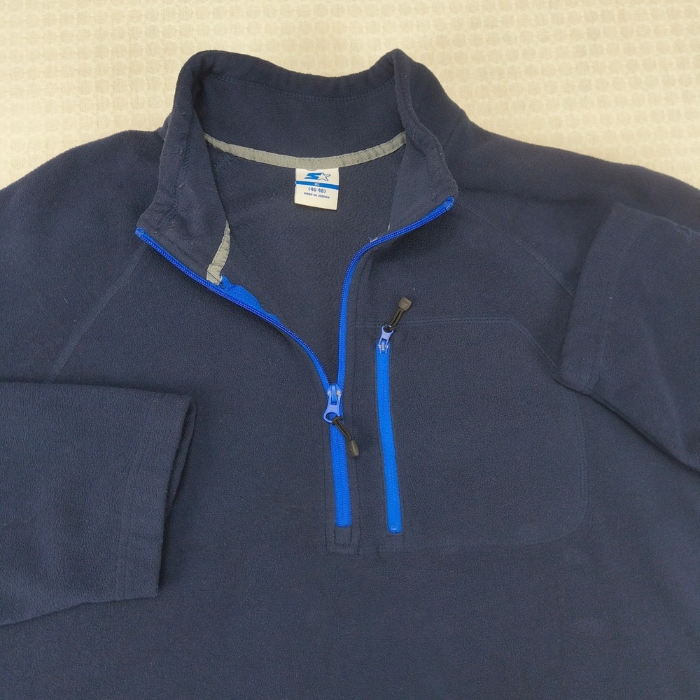 Starter Mens XL Navy Blue‎ Fleece 1/4 Zip Pullover Jacket Colorblock Sportswear